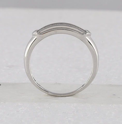 Sterling Silver Round Diamond Square Bridal Wedding Ring Band Set 1/5 Cttw