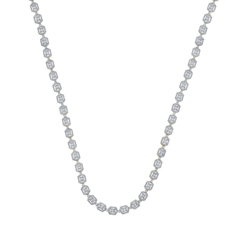 10kt Yellow Gold Mens Baguette Diamond 22-inch Link Chain Necklace 9 Cttw