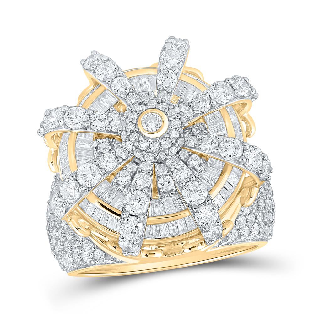 14kt Yellow Gold Mens Baguette Diamond Cluster Ring 6-1/2 Cttw