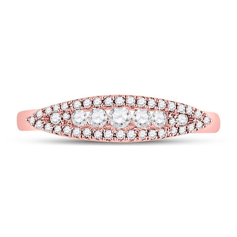 14kt Rose Gold Womens Round Diamond Modern Anniversary Band Ring 3/8 Cttw