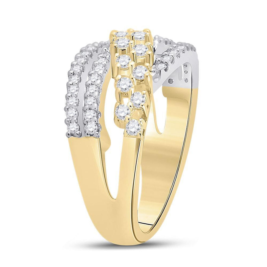 10kt Yellow Gold Womens Round Diamond Crossover Strand Band Ring 3/4 Cttw
