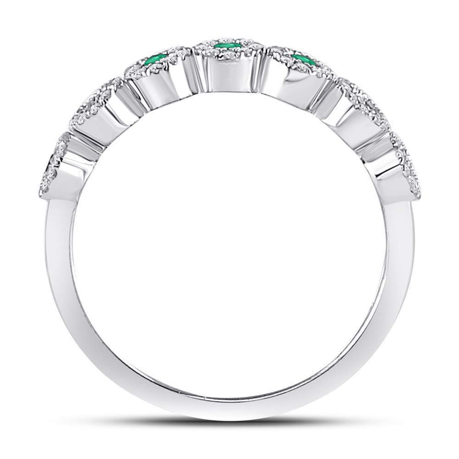 10kt White Gold Womens Round Emerald Circle Stackable Band Ring 1/2 Cttw