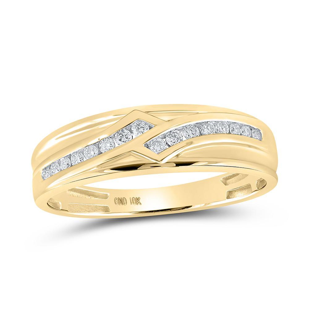 10kt Yellow Gold His Hers Round Diamond Square Matching Wedding Set 5/8 Cttw