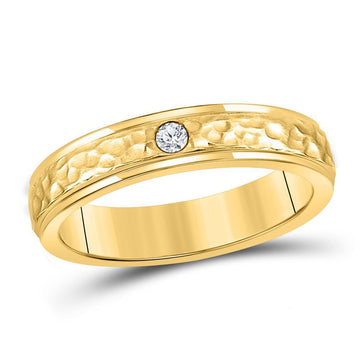 14kt Yellow Gold Womens Round Diamond Solitaire Band Ring 1/20 Cttw