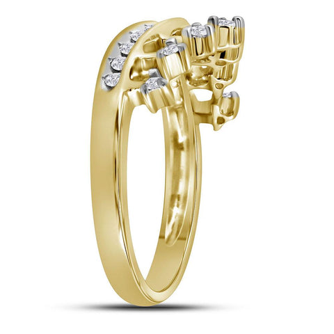 10kt Yellow Gold Womens Round Diamond Crown Tiara Band Ring 1/5 Cttw