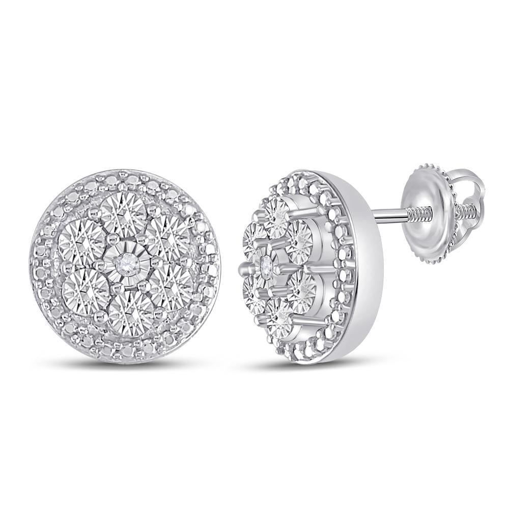 10kt White Gold Womens Round Diamond Miracle Circle Cluster Earrings 1/5 Cttw