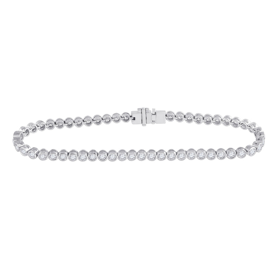 14kt White Gold Womens Round Diamond Milgrain Tennis Bracelet 2-7/8 Cttw