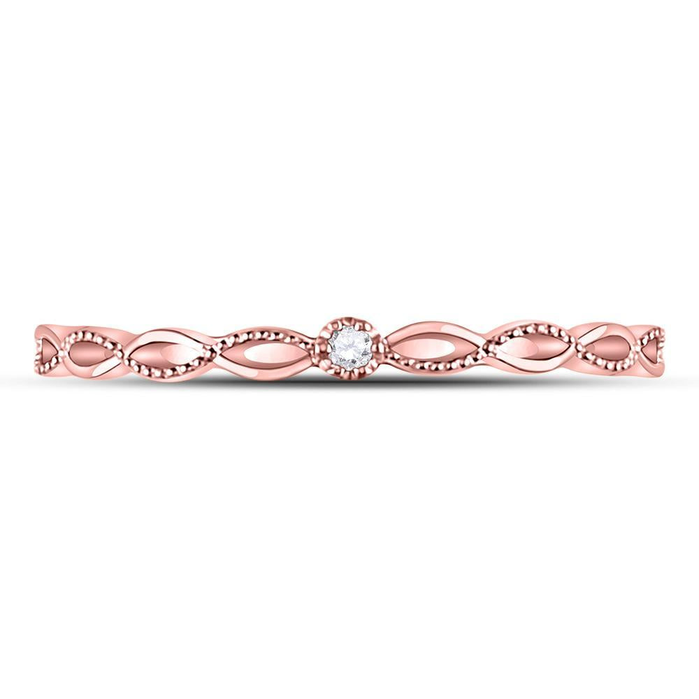 10kt Rose Gold Womens Round Diamond Stackable Band Ring .01 Cttw