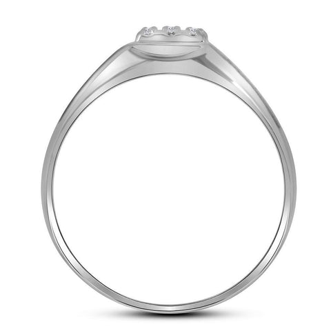 10kt White Gold Mens Round Diamond Brushed Cluster Ring .03 Cttw