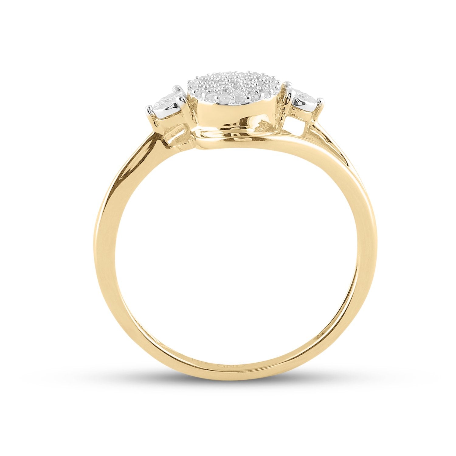 10kt Yellow Gold Womens Round Diamond Concentric Cluster Ring 1/10 Cttw