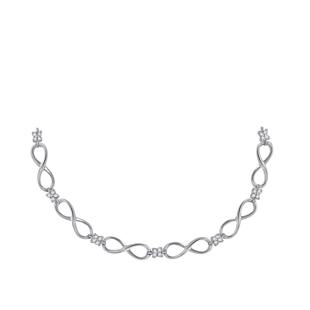 10kt White Gold Womens Round Diamond Fashion Bracelet 1/4 Cttw