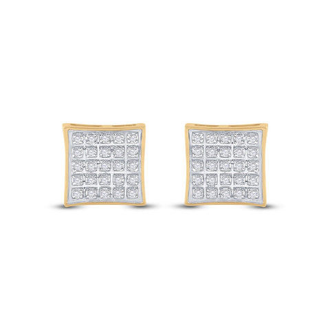 10kt Yellow Gold Round Diamond Kite Square Earrings 1/6 Cttw