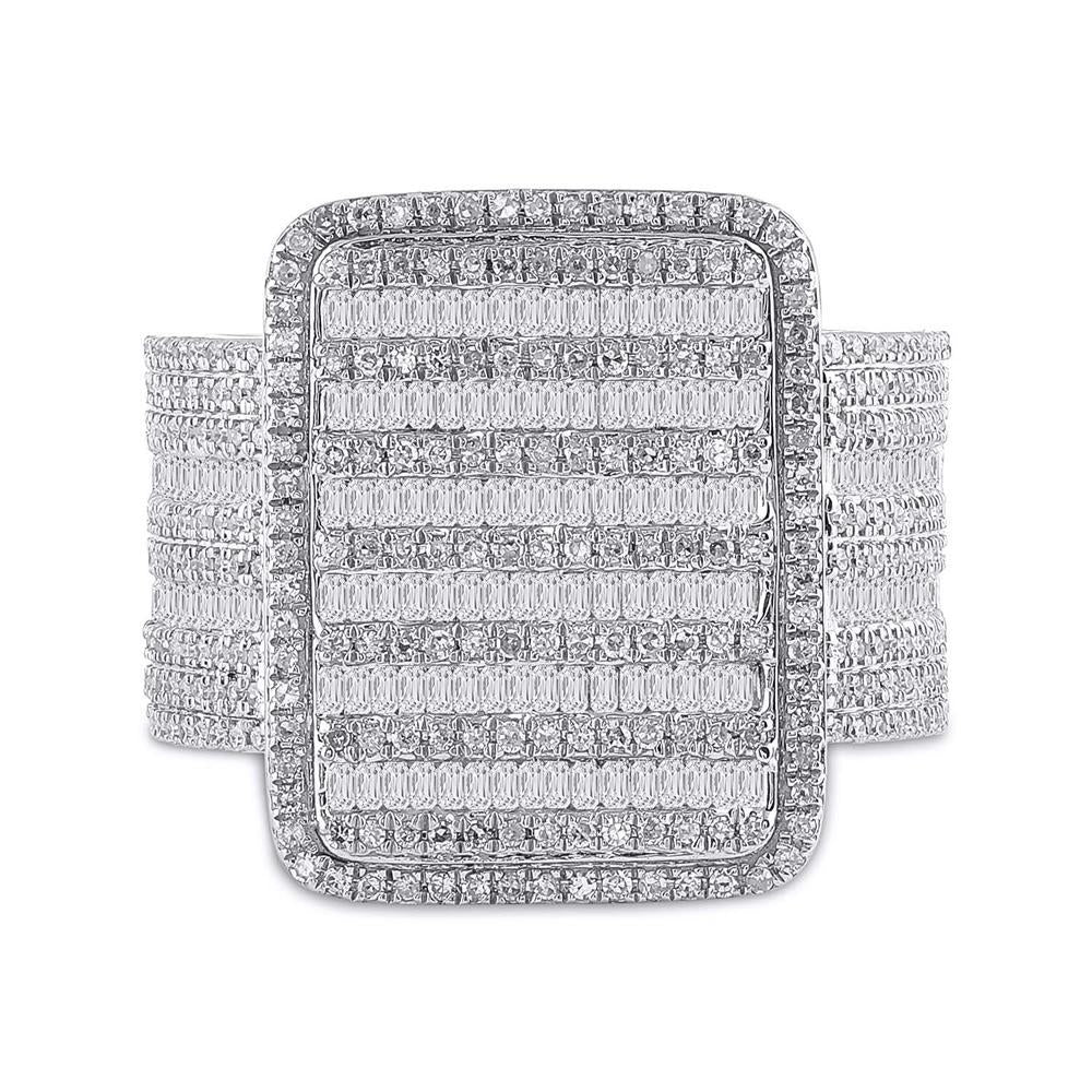 10kt Yellow Gold Mens Baguette Diamond Rectangle Cluster Ring 1-7/8 Cttw