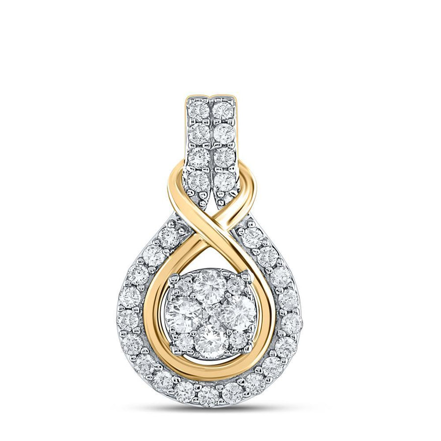 10kt Yellow Gold Womens Round Diamond Cluster Pendant 1/2 Cttw