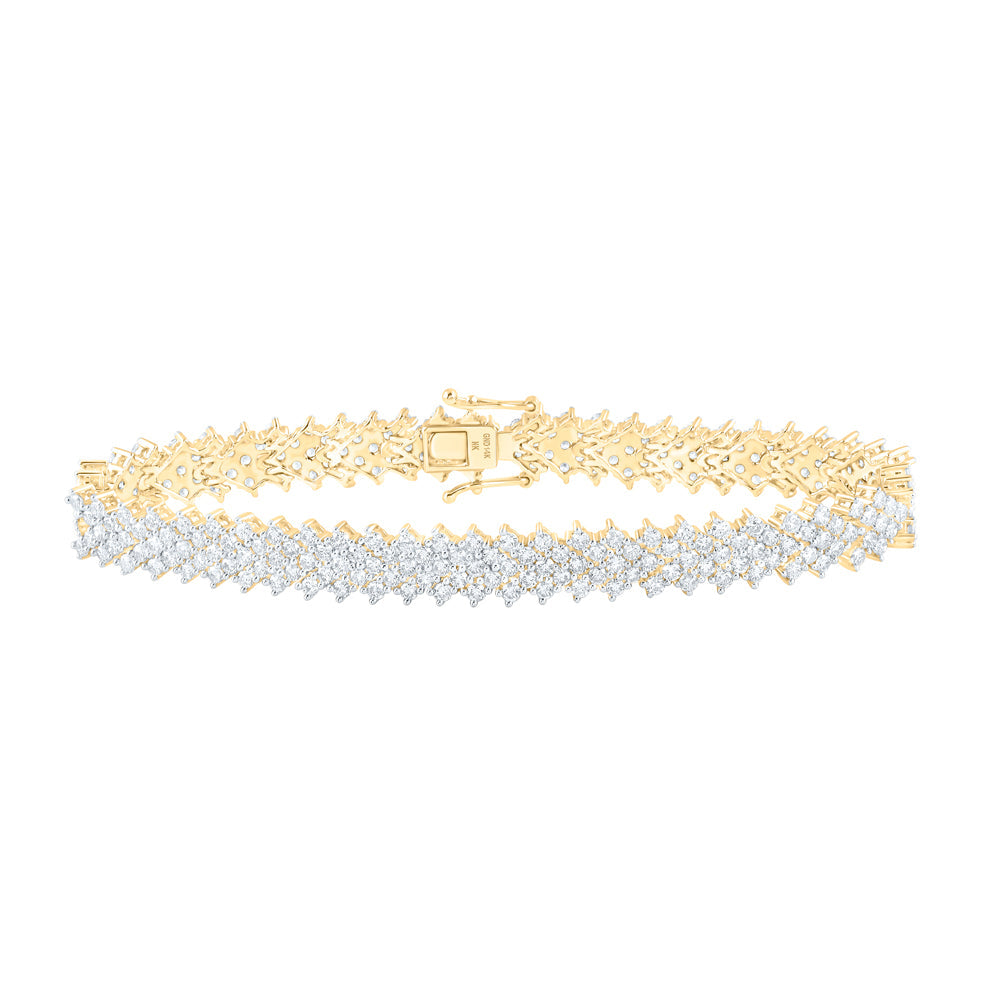 14kt Yellow Gold Womens Round Diamond Fashion Bracelet 7-3/8 Cttw