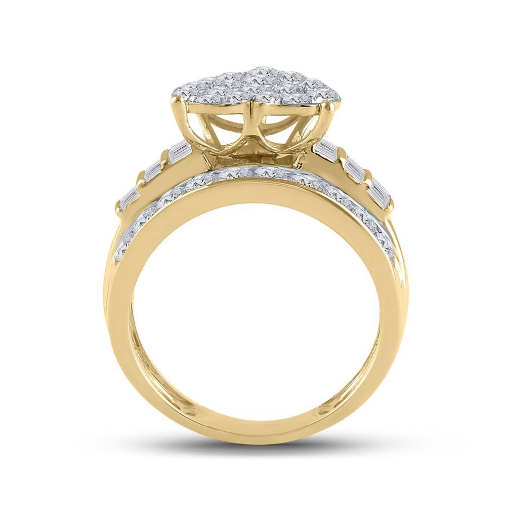 10kt Yellow Gold Round Diamond Heart Bridal Wedding Engagement Ring 2 Cttw