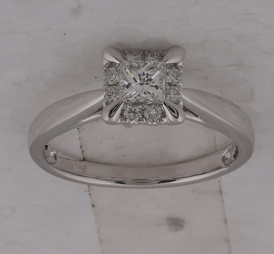 14kt White Gold Princess Diamond Solitaire Bridal Wedding Engagement Ring 1/2 Cttw