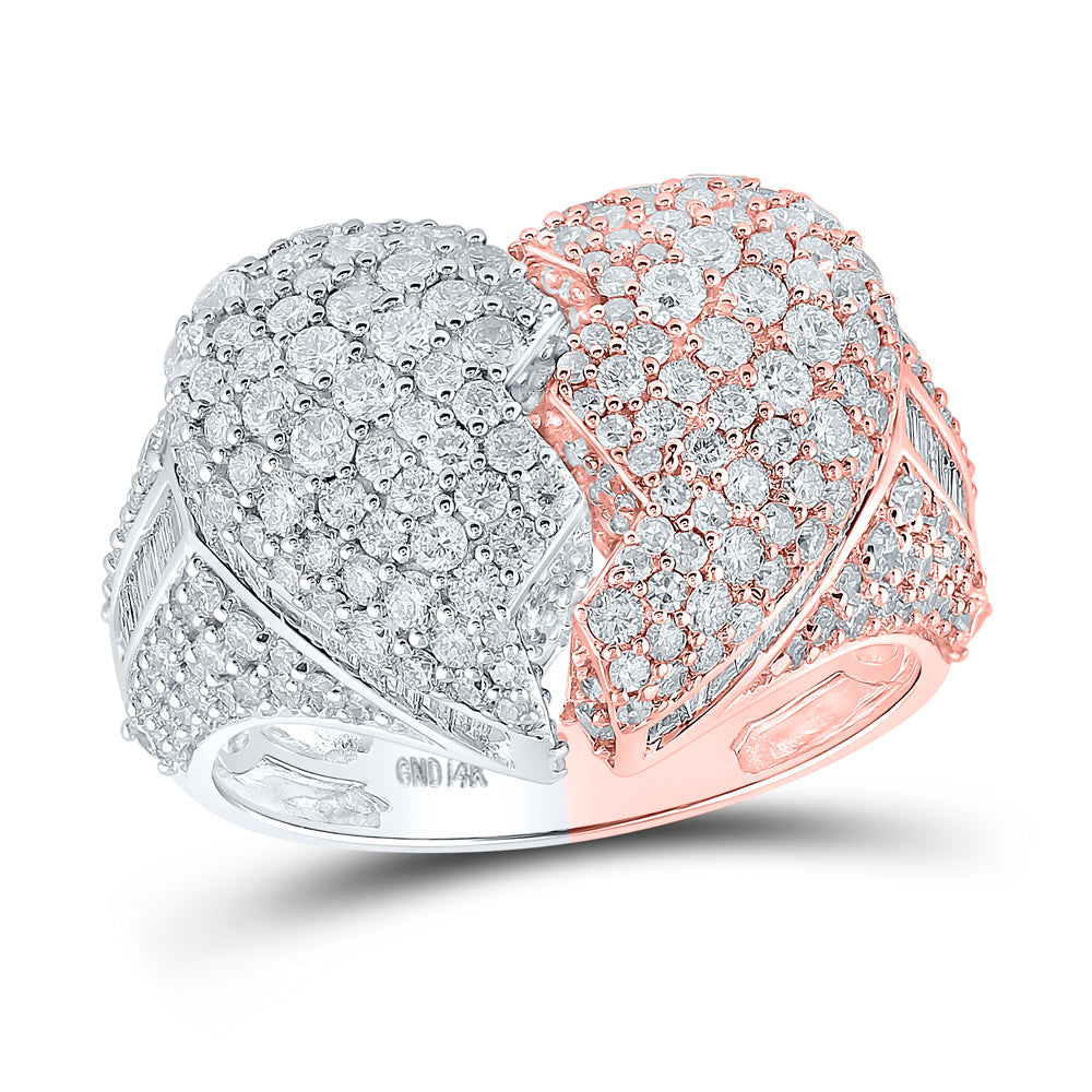 14kt Two-tone Gold Mens Round Diamond Broken Heart Ring 4-1/4 Cttw