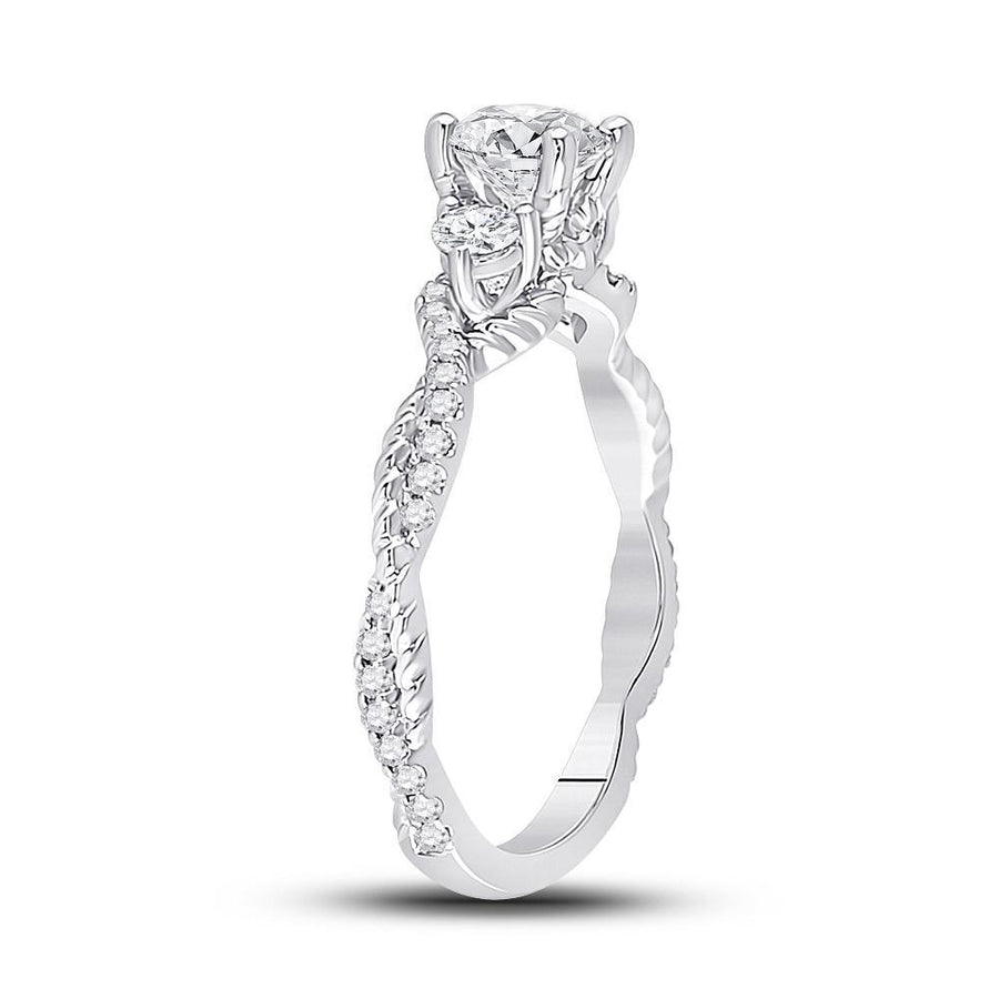 14kt White Gold Round Diamond 3-stone Bridal Wedding Engagement Ring 1 Cttw