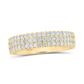 14kt Yellow Gold Womens Round Diamond Pave Band Ring 1/2 Cttw