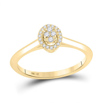 14kt Yellow Gold Womens Round Diamond Oval Fashion Ring 1/10 Cttw