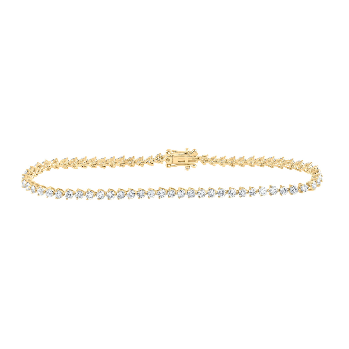 14kt Yellow Gold Womens Round Diamond Single Row Tennis Bracelet 2-3/4 Cttw