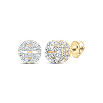 10kt Yellow Gold Womens Round Diamond Circle Earrings 1/3 Cttw