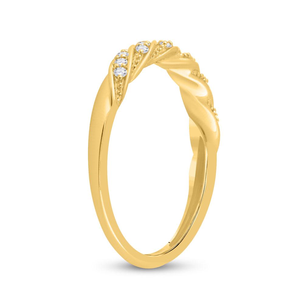 10kt Yellow Gold Womens Round Diamond Stackable Band Ring 1/8 Cttw
