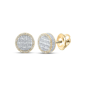 10kt Yellow Gold Baguette Diamond Circle Earrings 1 Cttw
