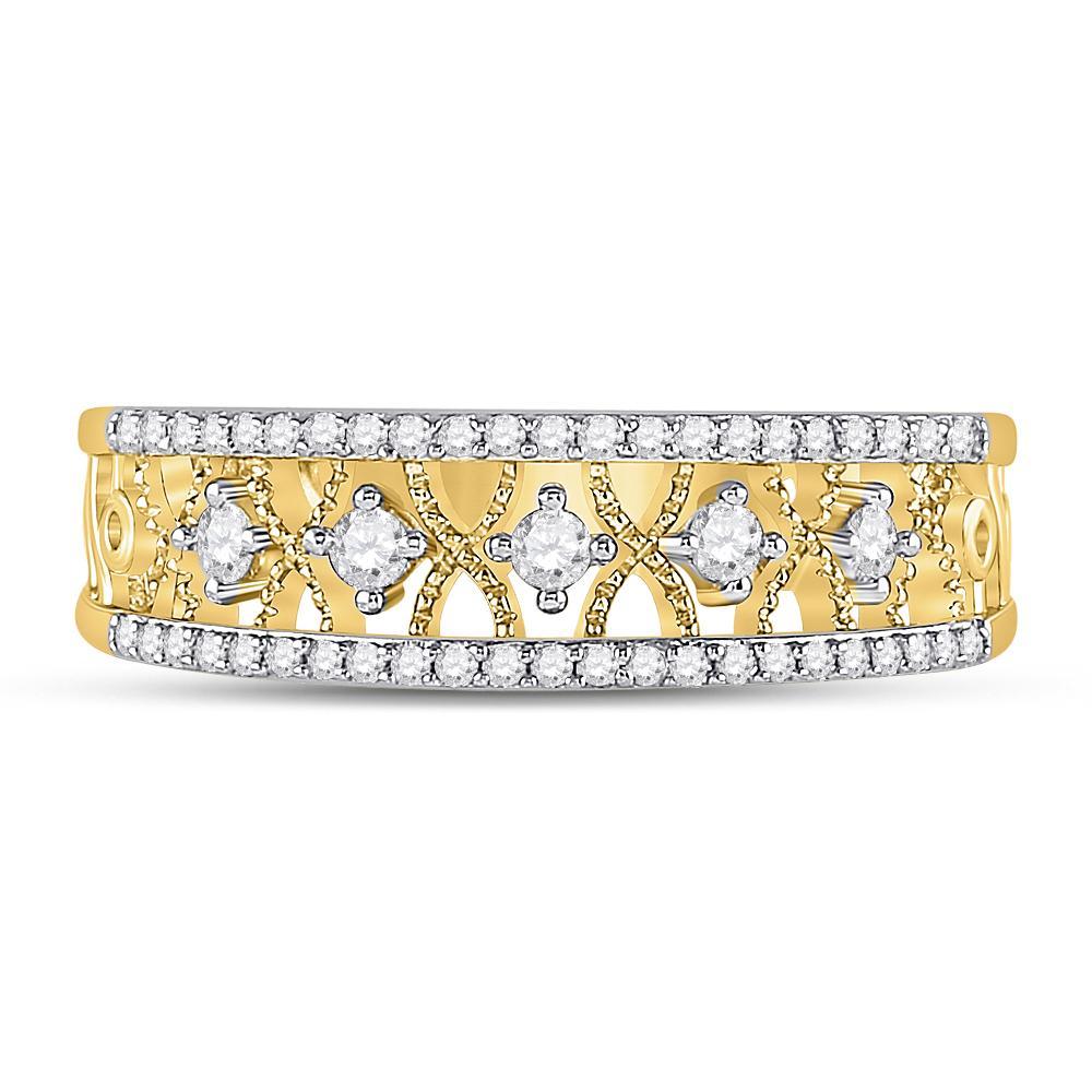 10kt Yellow Gold Womens Round Diamond Band Ring 1/4 Cttw