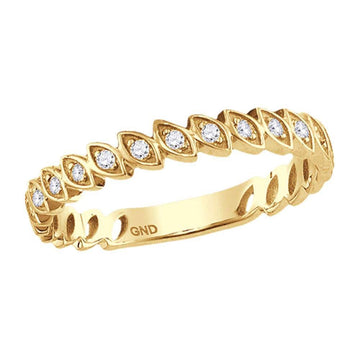 10kt Yellow Gold Womens Round Diamond Ovals Stackable Band Ring 1/10 Cttw