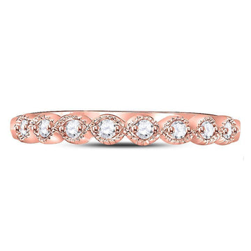 10kt Rose Gold Womens Round Diamond Stackable Band Ring 1/10 Cttw