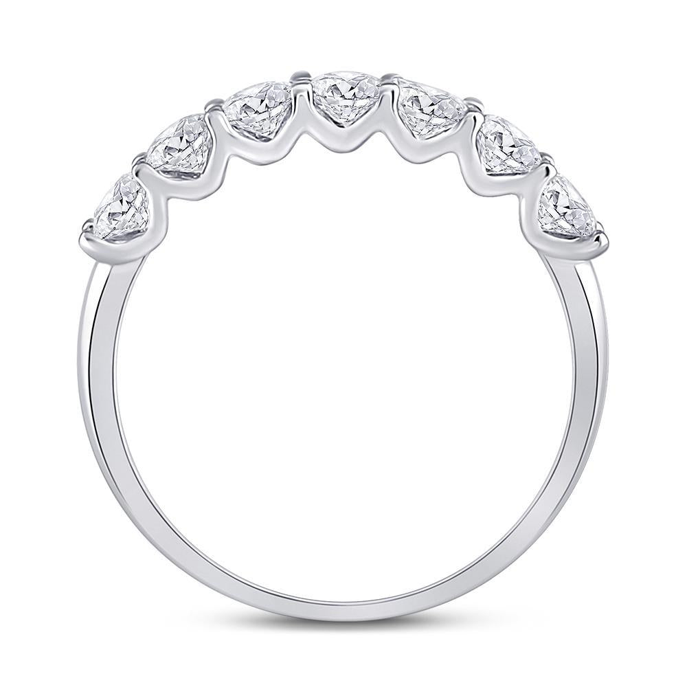 14kt White Gold Womens Round Diamond Classic Anniversary Band Ring 1 Cttw