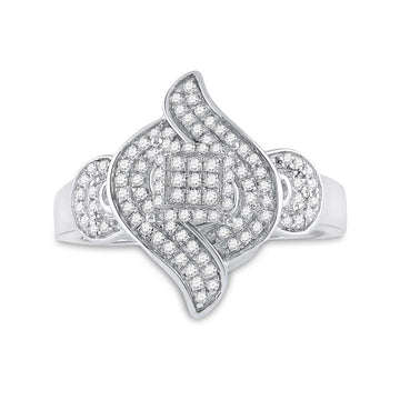 Sterling Silver Womens Round Diamond Fashion Ring 1/3 Cttw