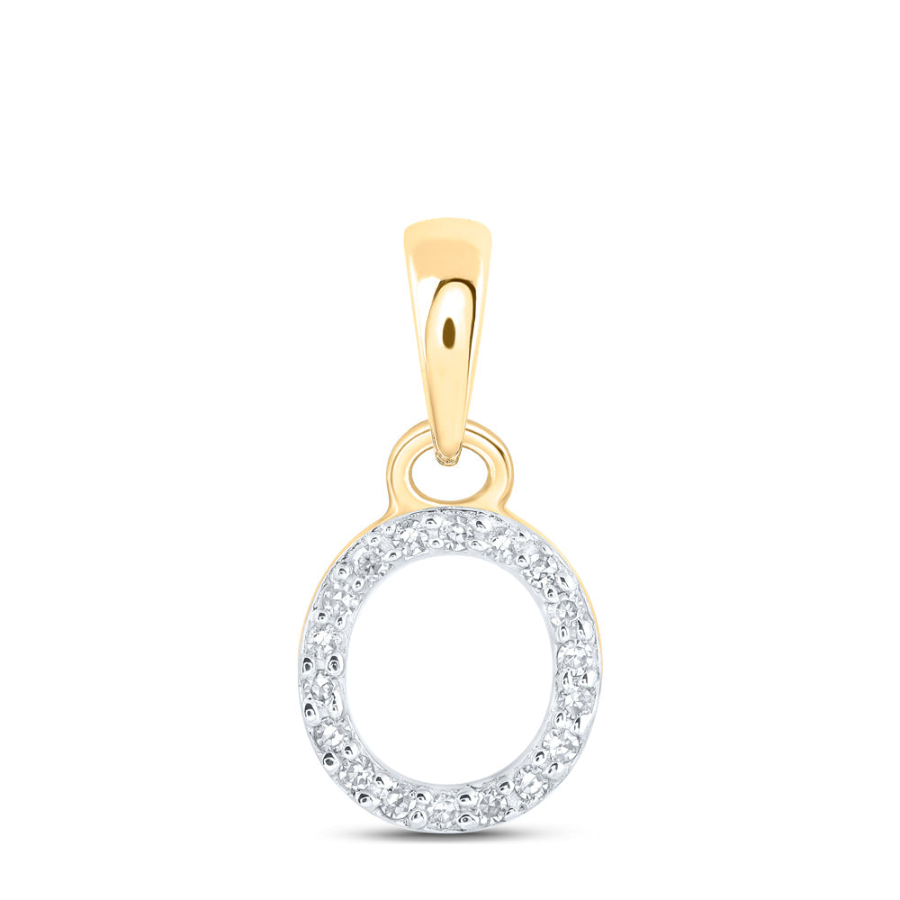 10kt Yellow Gold Womens Round Diamond O Initial Letter Pendant 1/20 Cttw