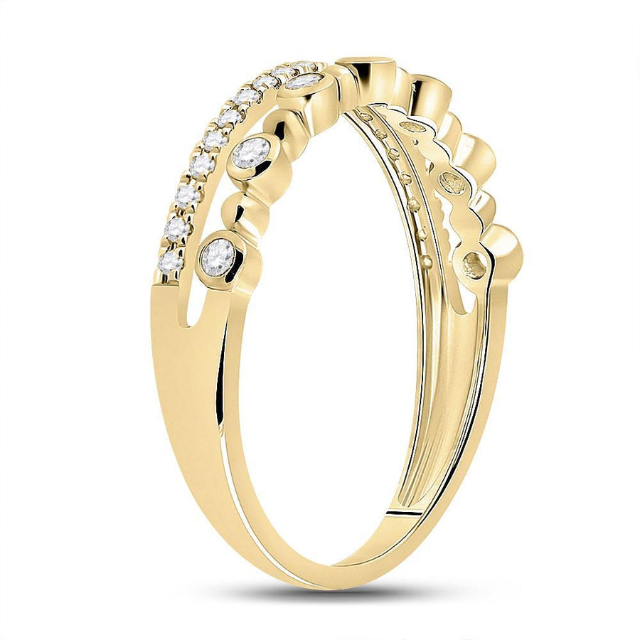 10kt Yellow Gold Womens Round Diamond Band Ring 1/5 Cttw