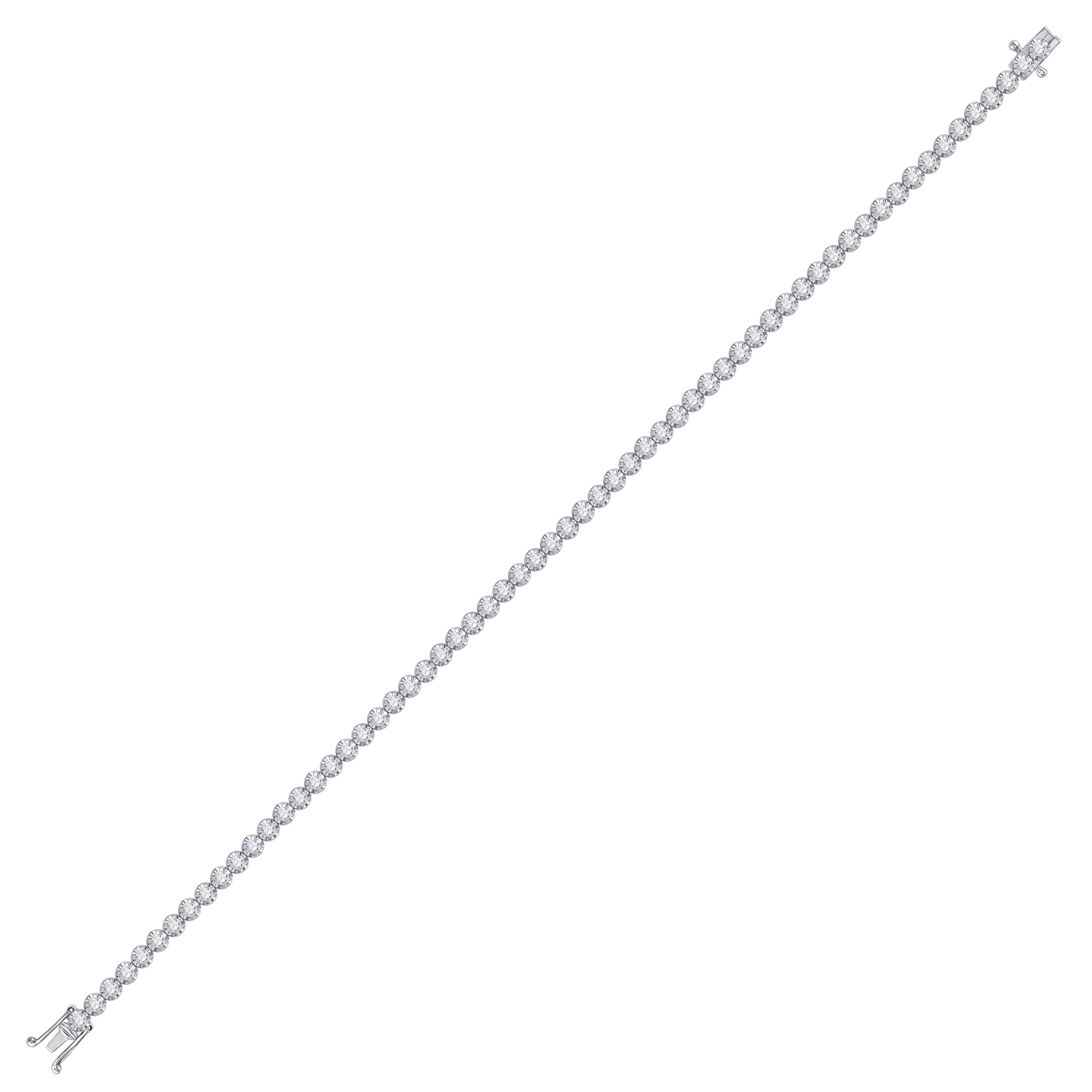 10kt White Gold Womens Round Diamond Studded Tennis Bracelet 2 Cttw