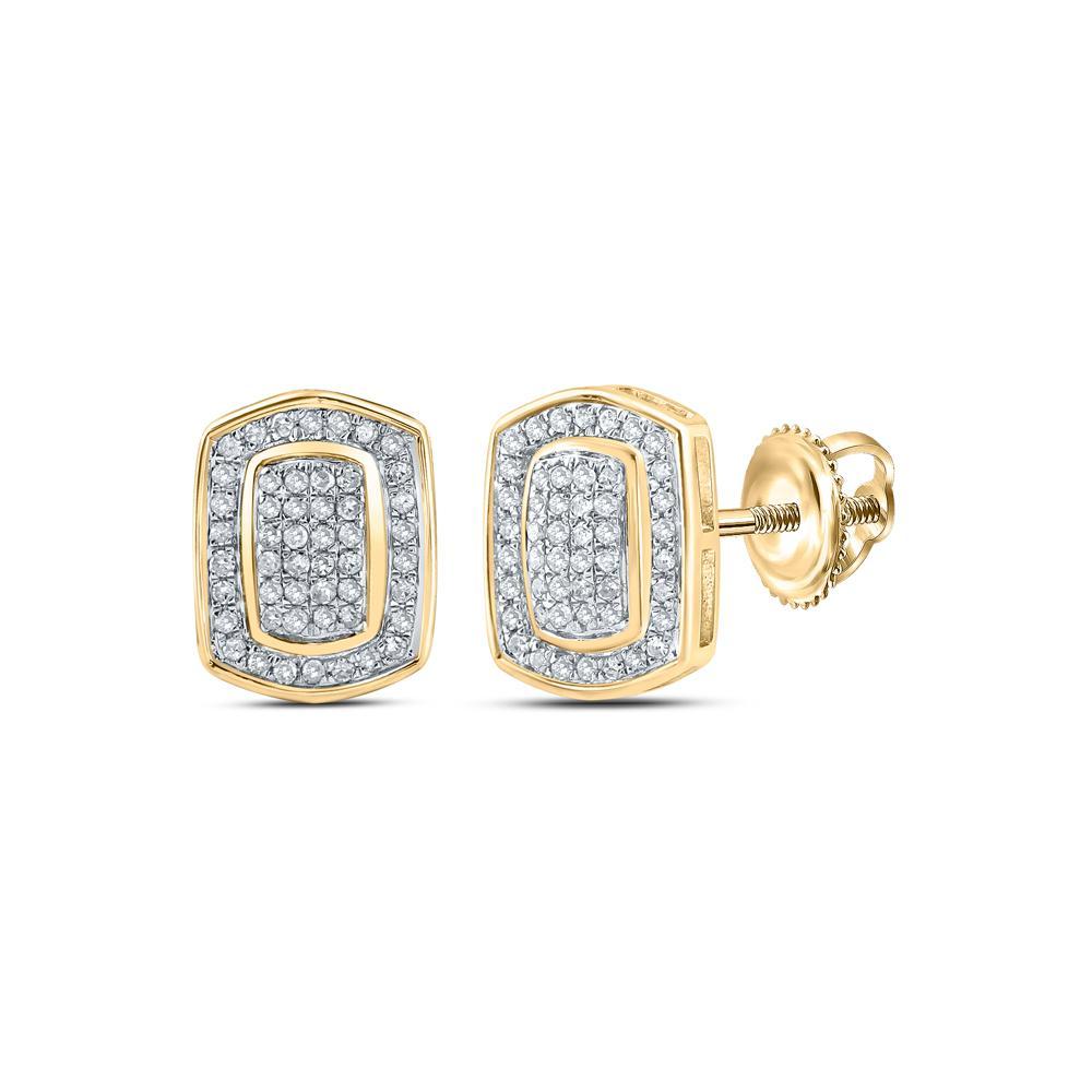 10kt Yellow Gold Womens Round Diamond Cluster Earrings 1/4 Cttw
