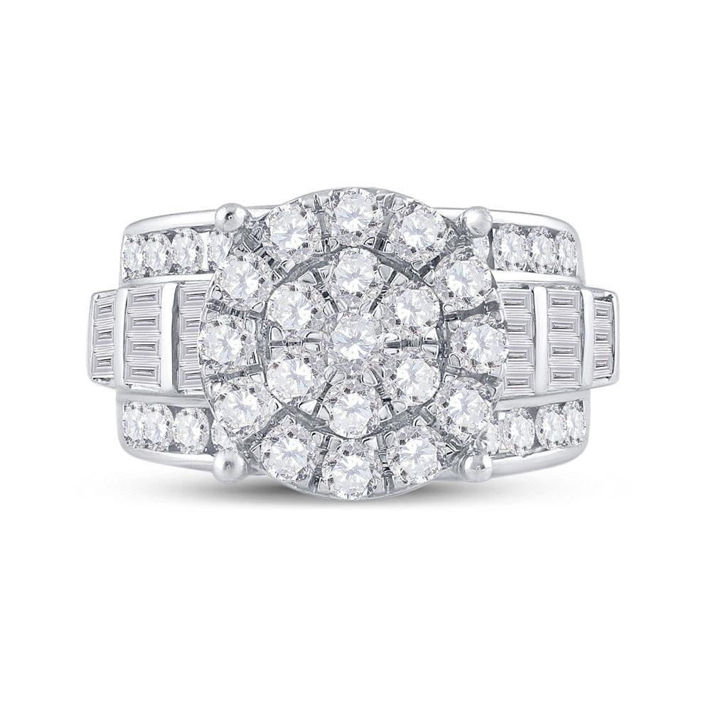 10kt White Gold Round Diamond Cluster Bridal Wedding Engagement Ring 3 Cttw