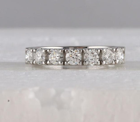 14kt White Gold Womens Round Diamond Single Row Band Ring 1 Cttw