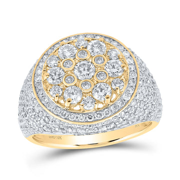 10kt Yellow Gold Mens Round Diamond Circle Cluster Ring 3-1/2 Cttw
