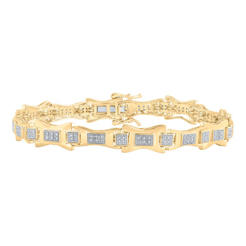 10kt Yellow Gold Mens Round Diamond Link Bracelet 1/2 Cttw