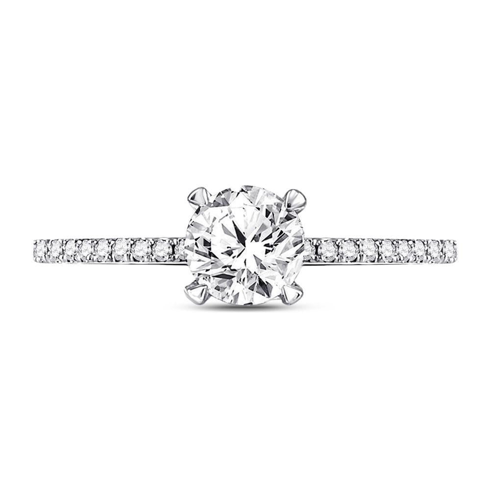 14kt White Gold Round Diamond Solitaire Bridal Wedding Engagement Ring 1 Cttw