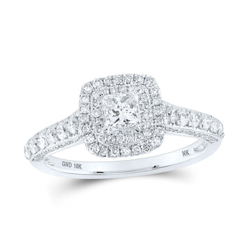 10kt White Gold Princess Diamond Halo Bridal Wedding Engagement Ring 1 Cttw