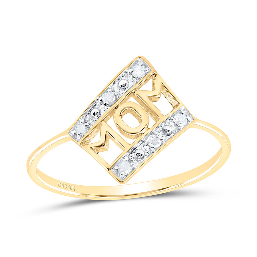 10kt Yellow Gold Womens Round Diamond Mom Accent Ring 1/20 Cttw