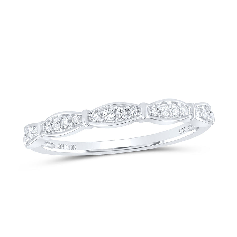 10kt White Gold Womens Round Diamond Stackable Band Ring 1/8 Cttw