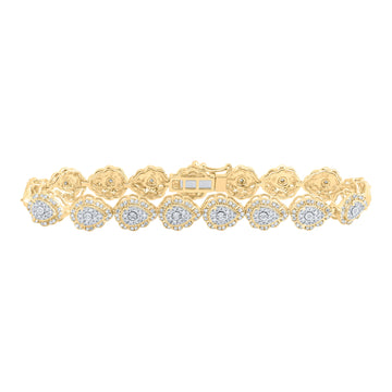 10kt Yellow Gold Womens Round Diamond Teardrop Link Bracelet 2-1/5 Cttw