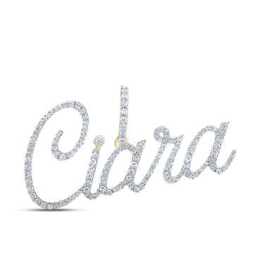 10kt Yellow Gold Womens Round Diamond Ciara Name Pendant 3/4 Cttw