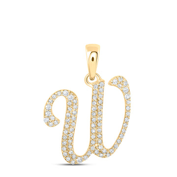 10kt Yellow Gold Womens Round Diamond W Initial Letter Pendant 1/5 Cttw