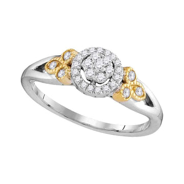 10kt Two-tone Gold Womens Round Diamond Cluster Ring 1/4 Cttw
